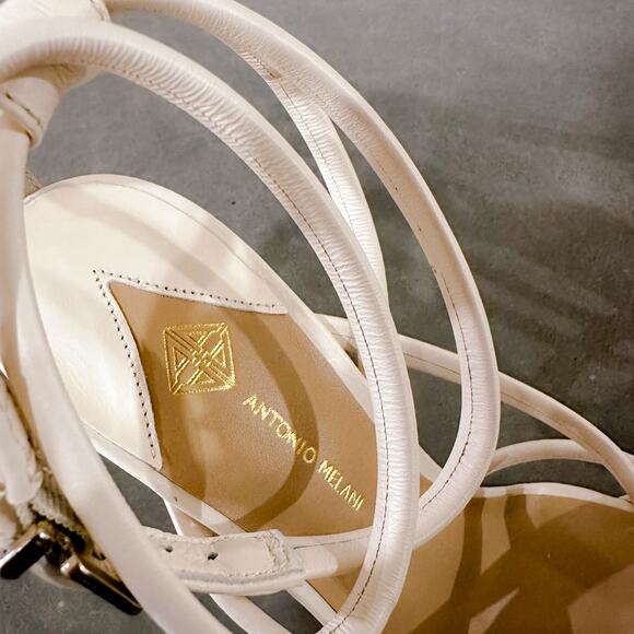 Antonio Melani Gisella Strappy Leather Ankle Strap Dress Sandals Cream Sz 10 NWT - Picture 5 of 8
